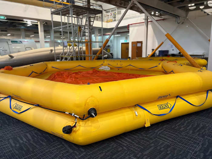 Rafts are another important piece of survival equipment, which are used for water landings, and can attach to the plane. Passengers can jump into yellow life rafts from the wing…