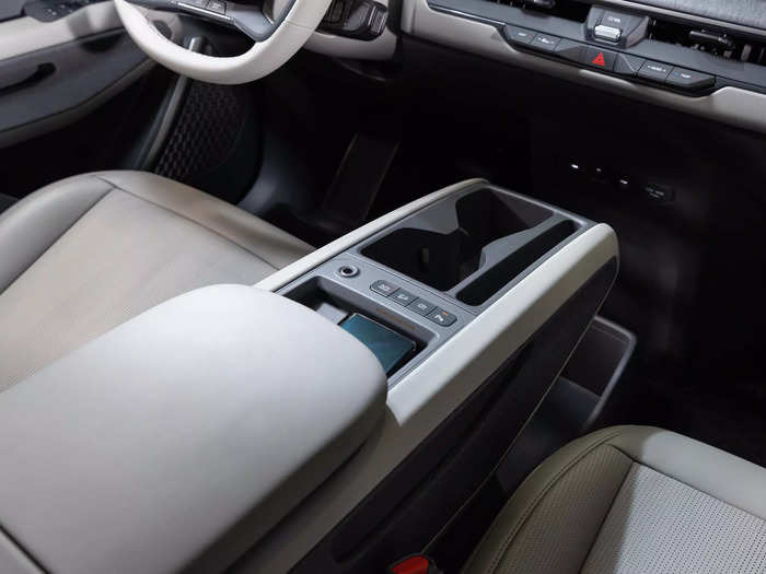 Plus, the EV9 offers some storage under the center console between the seats. That