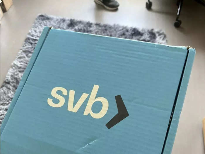 10. A blue cardboard box was priced at $203.50 at time of writing — $2 more than on Monday. The seller wrote that the box was was "limited edition" and "received after getting offer letter one month before the bank blew up."