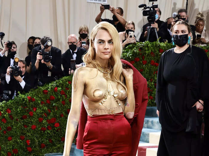 Delevingne took the shirtless look one step further for the 2022 Met Gala.