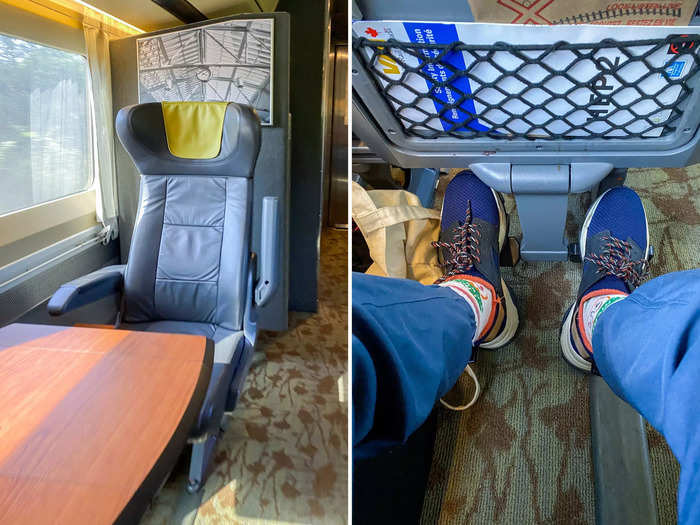 The Toronto Star reported that Via Rail business-class seats have a 39-inch seat pitch. I also noticed that the seat had a foot rest, which I used to extend my legs when they started to feel stiff.