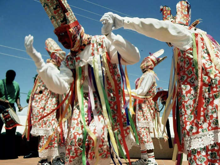 Masquerading, an Afro-Caribbean tradition of spiritual dancing, during St. Patrick