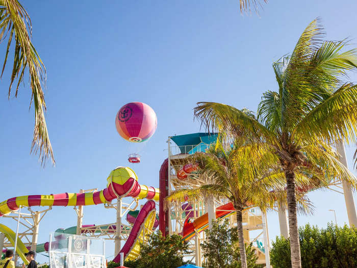 The second structure at Thrill Waterpark had less intimidating and more family friendly options, including a two-person rafting slide and racing slides.