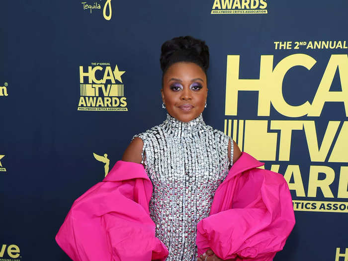 Brunson wore a statement cape to the 2022 HCA TV Awards.