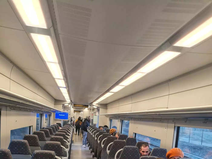 The interior of the train had plenty of seats and luggage shelves.