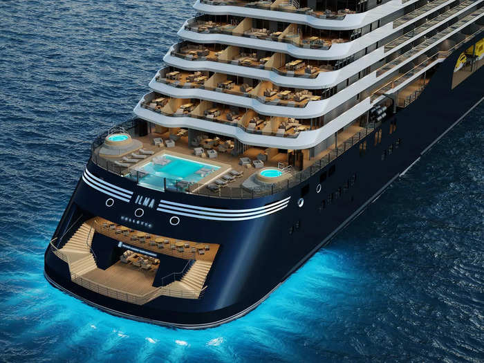 Like its predecessor, the new vessel will have a marina with a new adjacent terrace, giving guests direct access to the water and water toys while the ship is anchored.