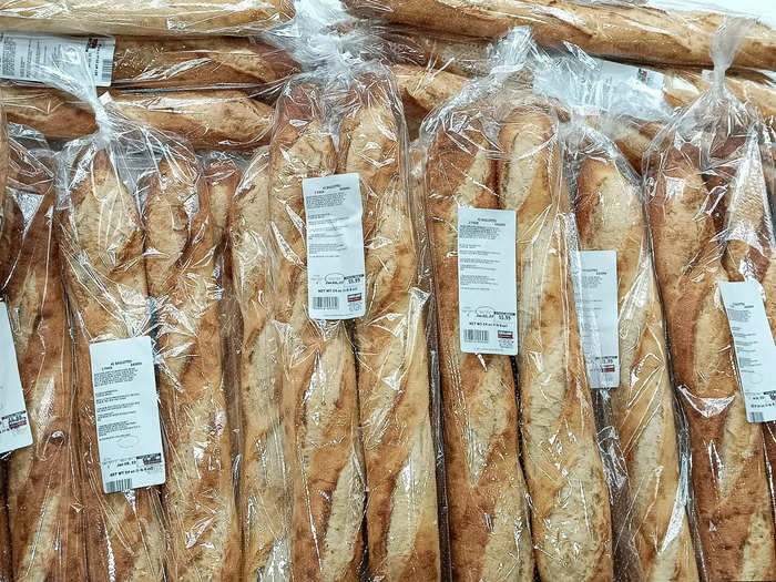 Kirkland Signature baguettes are baked on the premises.