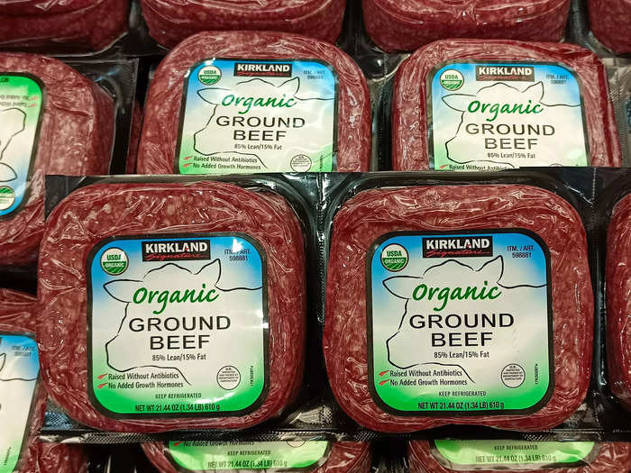 The Kirkland Signature organic ground beef is an economical protein choice at Costco.