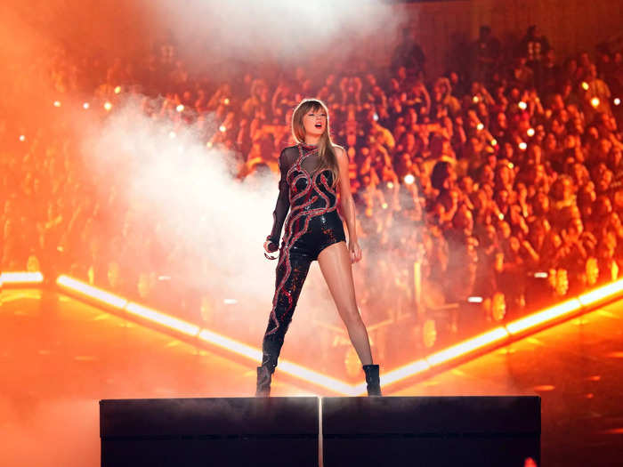 Swift also wore a custom Roberto Cavalli look to perform songs from "Reputation."