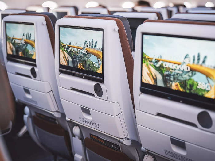 While each cabin screen on the A350 is a different size, every TV will offer 4K resolution and Bluetooth capabilities, meaning personal wireless headphones can be used onboard.