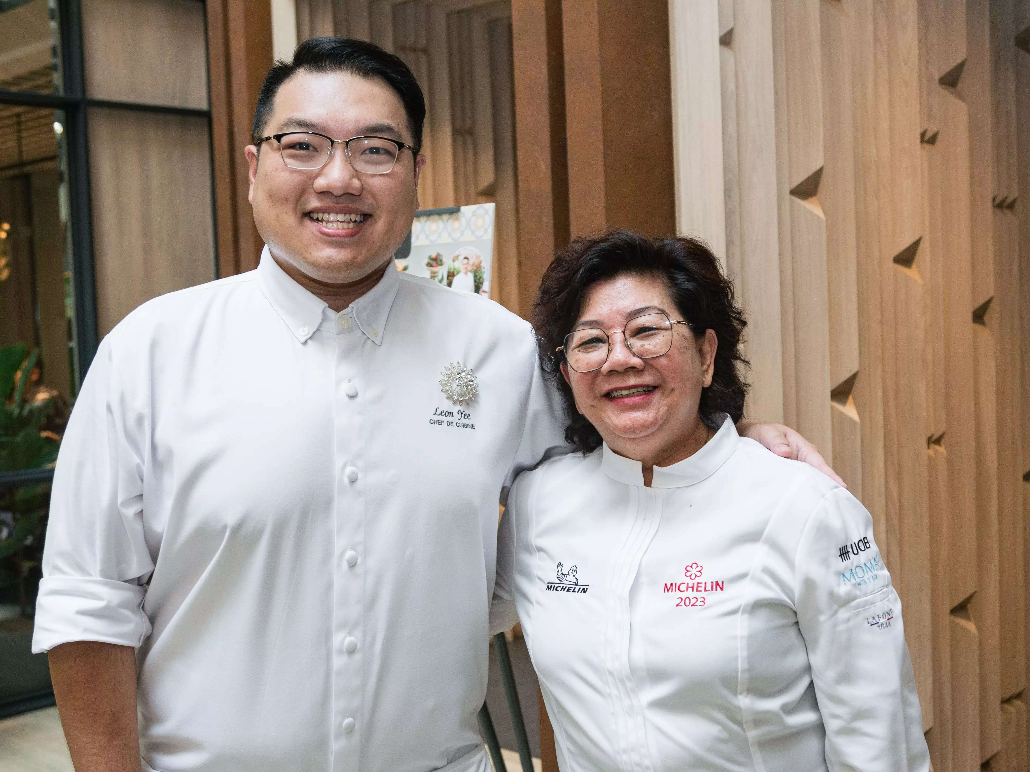 Auntie Gaik Lean in Singapore with Chef Leon.