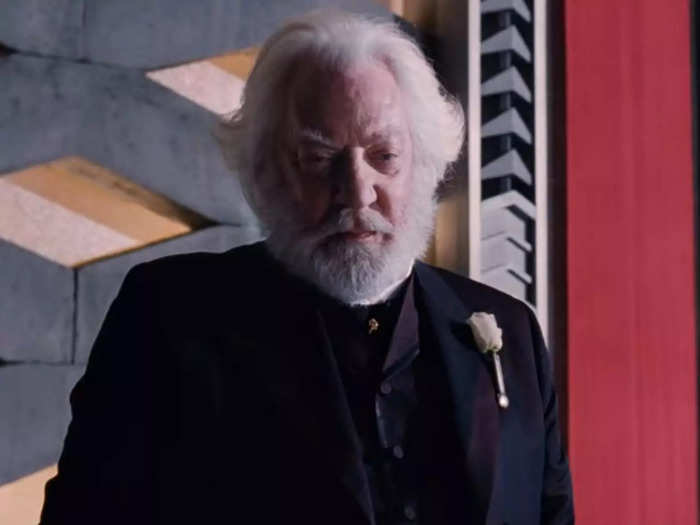 Donald Sutherland played President Coriolanus Snow, presumably in his 80s in the film.