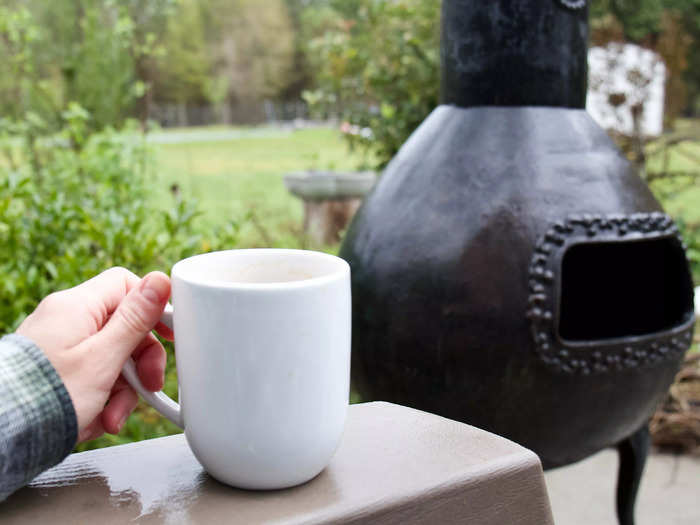 When I heard the rain pause, I took my coffee outside and enjoyed some fresh air on the patio.