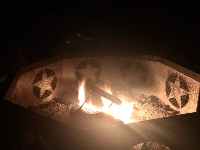 After dark, I cooked dinner over the fire and listened to the sounds of the farm at night.