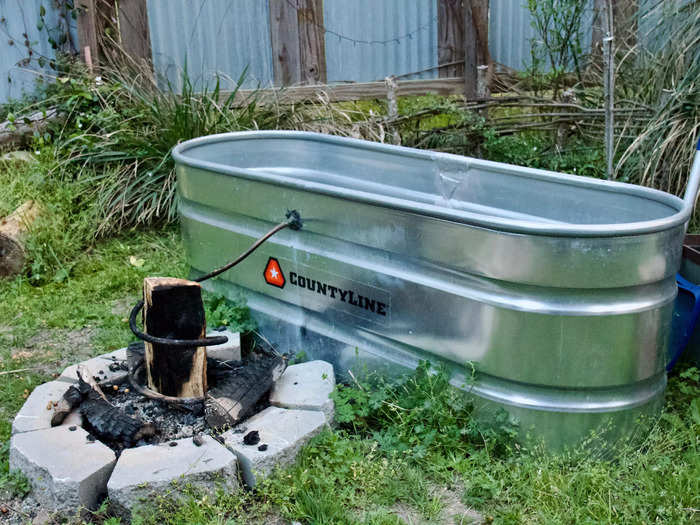 I thought the stock tank that was made into a wood-fired hot tub looked interesting, but I ultimately decided not to use it.