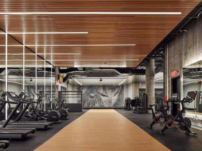 An office building in Brooklyn also offers a fitness center for all building tenants.