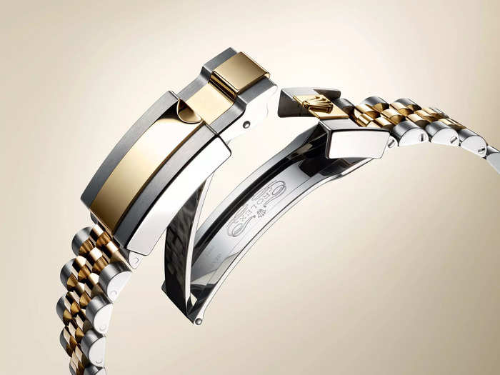 The other, known as the Rolesor, is a combination of gold and steel. This one is made from a combination of Rolex