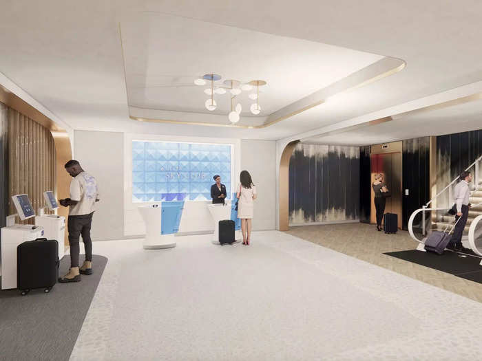 …and a temporary Sky Club Express lounge located on the second level near security. But, the lounge will only remain open until summer 2023, which is when a new 14,000-square-foot Sky Club is slated to open.