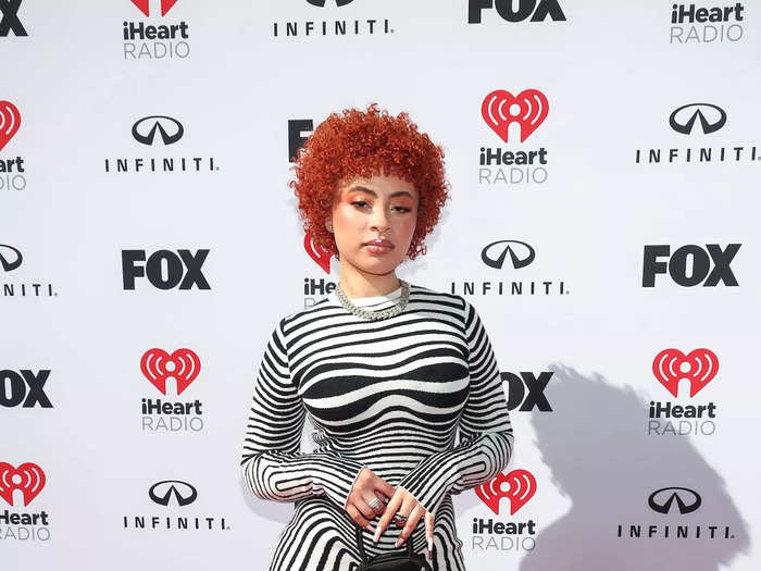 Ice Spice chose a striped minidress for the occasion.