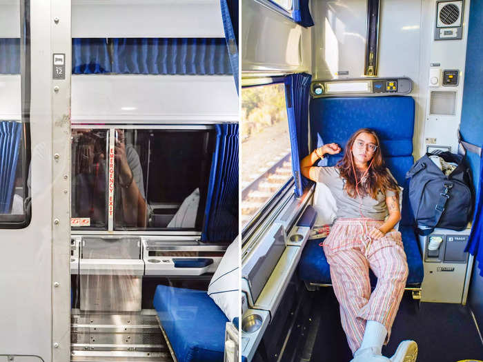 I traveled from NYC to Miami in a $500 roomette, which is a 20-square-foot enclosed private space with a fold-out table, two chairs that fold out into a bed, and an additional bed that pulls down from the ceiling.