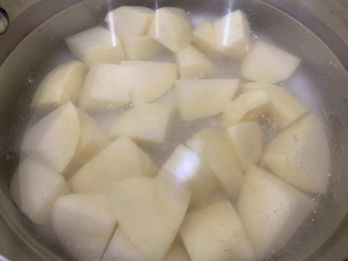 The process starts like any good mashed-potato recipe.