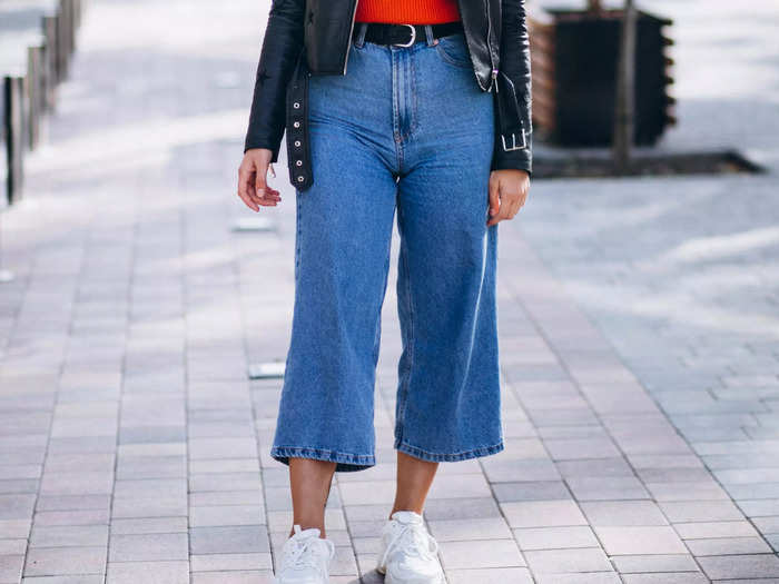 Wide-leg pants are big this spring.