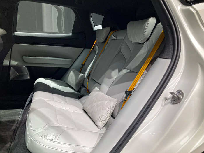 Faux-leather upholstery comes standard, or buyers can upgrade to leather and wool (which Polestar says are vetted for their sustainability). The vehicle I saw had the latter.