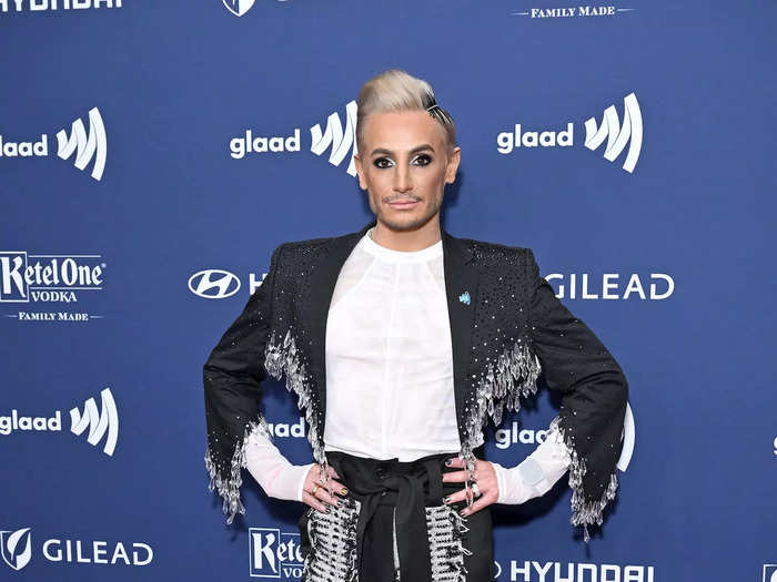 Frankie Grande donned a black-and-white outfit with standout detailing.