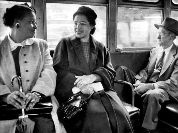 In 1955, Rosa Parks was arrested after refusing to give up her seat on a bus to a white man, catapulting the civil rights movement.