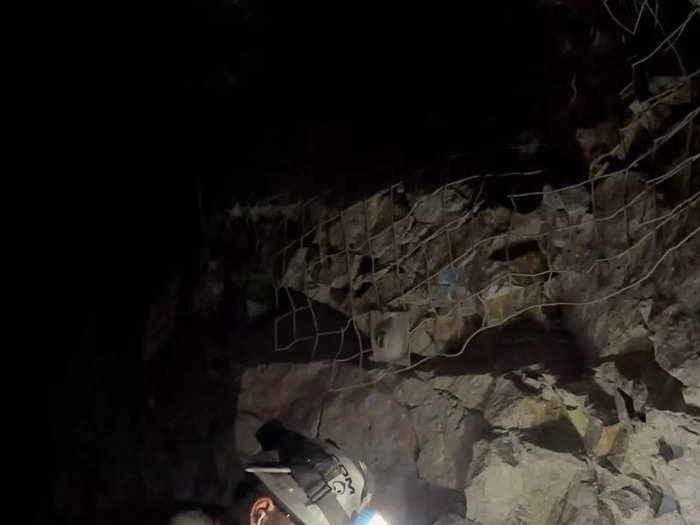 Since the haul truck that dumps the rock into the machine got delayed, I decided to go "hunt" some dinosaurs for my eight-year-old son. Any time I buy him a new dinosaur, I take it underground and film myself pretending to capture it. When I see him, I give him the toy and show him the dramatic video with added music.