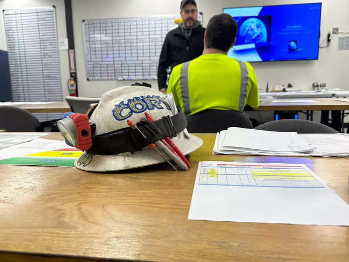 At 6 a.m., the miners meet in what we call the "line out room" where we get our assignments for the day, discuss issues, talk about safety, and crack the occasional joke. A typical meeting only takes 15 minutes.