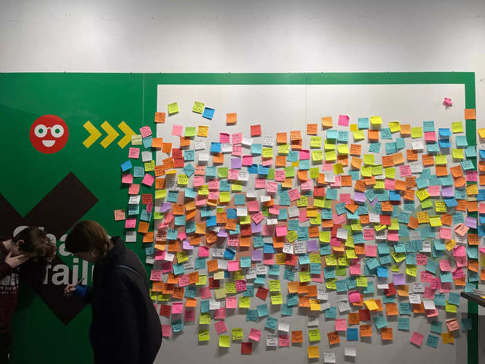 At the end of their tour, attendees were encouraged to share their own failures with a  notes left on this wall.