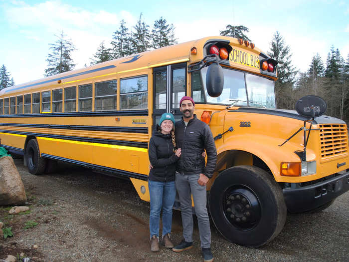 The couple, who are in their mid-30s, bought the school bus for $7,200 in Vancouver when it was being retired to make way for a new fleet.