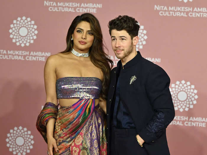 Priyanka Chopra wore an "upcycled vintage look with a modern twist" while posing with her husband, Nick Jonas.