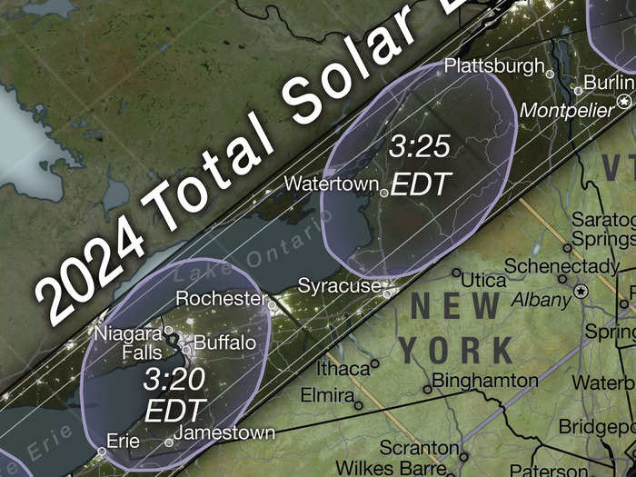 Much of the northeast can get its eclipse fix by driving to upstate New York.