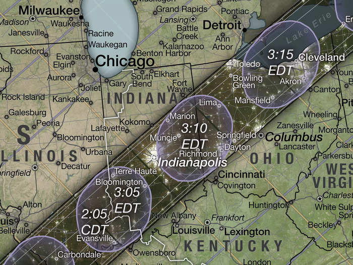 The rest of the Midwest can flock to southern Illinois, Indianapolis, or Cleveland to get into the path of totality.