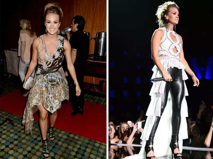 Later during the show, she rocked both the "naked" trend and cutouts.