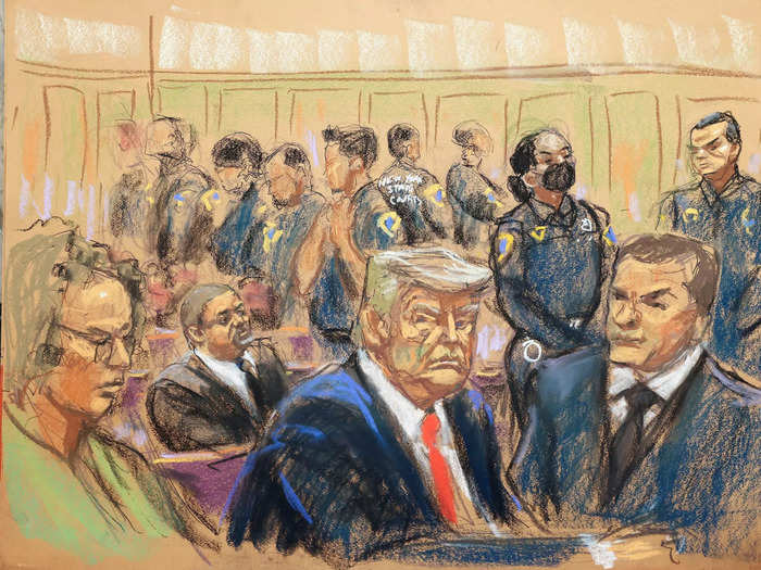 Only 3 courtroom sketch artists remained in the room to document Trump