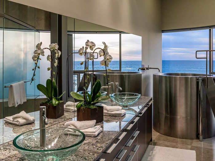 The master bedroom has an ensuite bathroom with a Japanese ofuro bathtub that has views of the sea, Chen said.