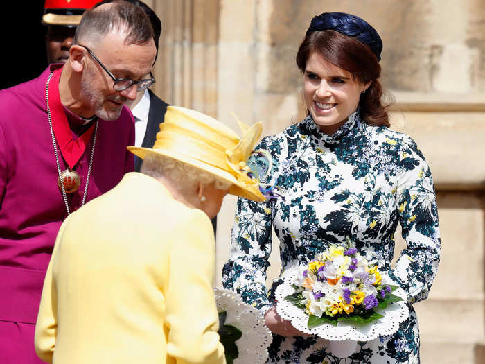 Princess Eugenie proved that florals can be groundbreaking in a turtleneck-style dress in 2019.