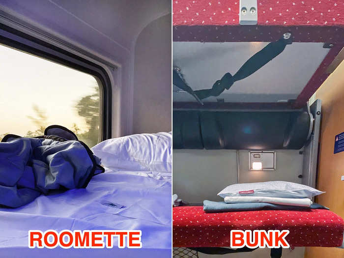 I thought both beds felt thin and a tad uncomfortable, but the blankets on Amtrak