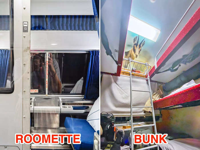 The roomette was a 22.75-square-foot cabin with two beds, a toilet, and basic amenities. Whereas the bunk was in a 74-square-foot, shared cabin with six beds, though only four of the beds were booked for my ride.