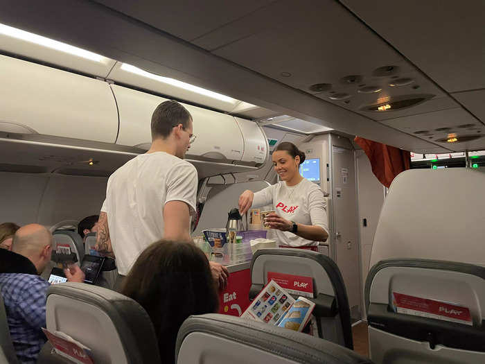 Around 30 minutes after departure, the staff began the first in-flight service. They did two more rounds of service later during the five-and-a-half-hour-flight.