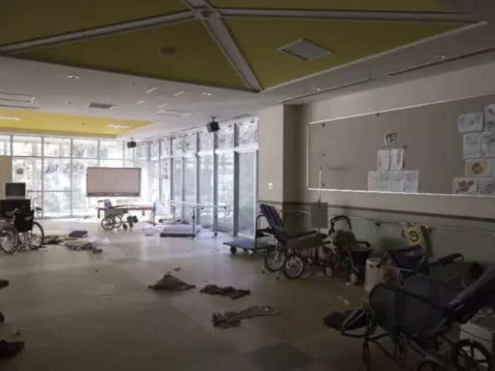 Wheelchairs were left abandoned in many parts of the hospitals, Thissen said, showing how quickly injured people had to flee.