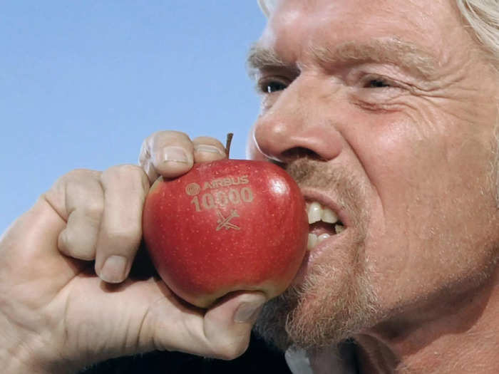 Branson starts his day with fruit salad and muesli for breakfast.