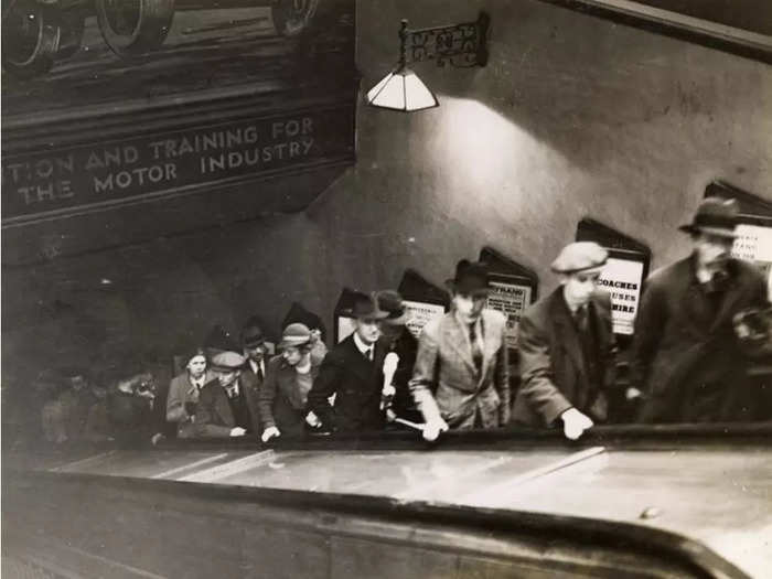 During World War II, one of the tunnels was converted into an air-raid shelter. Triple bunk beds were set up in the narrow tunnel, which could fit about 150 to 160 people at a time. Those sheltering from bombs dropped on London Hitler