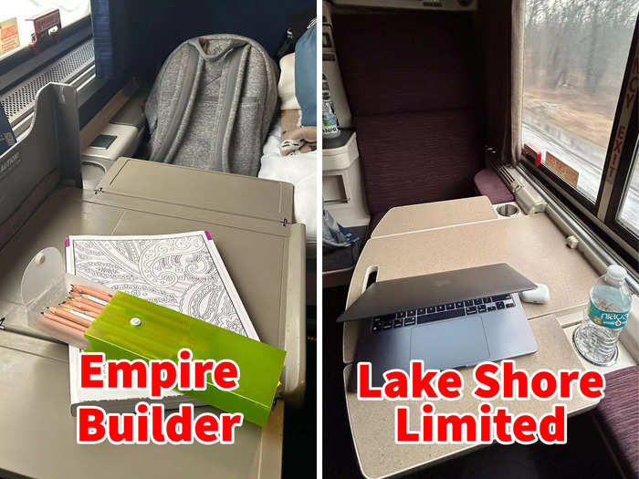 The tray table on the Lake Shore Limited was far larger than the one on the Empire Builder.