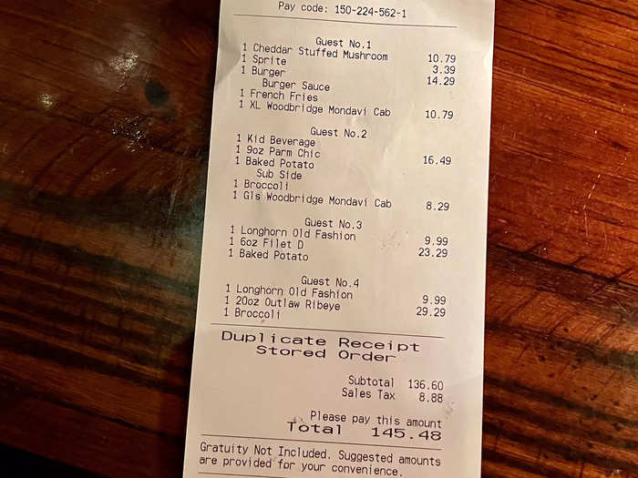 Our bill came to $150, which felt like a great value.