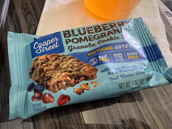 We were also served a blueberry granola cookie bar for a snack.