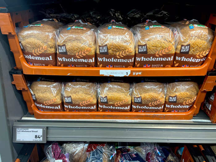 Bread is another grocery-shopping-list staple of ours. A loaf of wholemeal bread from the Aldi in the UK cost less than a £1.